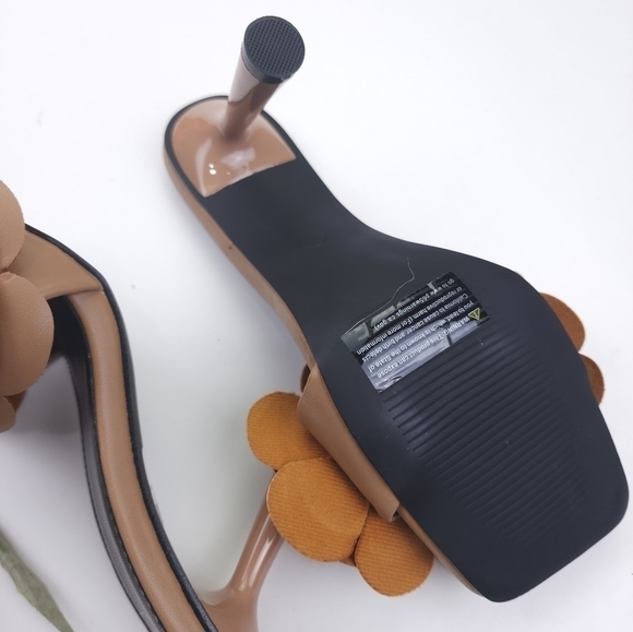 New NY&C Caramel Coffee Floral Square Toe Mules Sz 7 - Picture 8 of 9